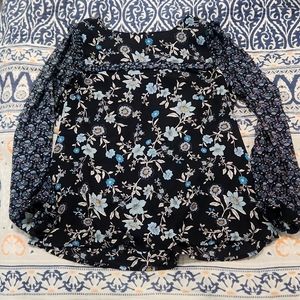 LOFT MP contrast floral blouse blue & black